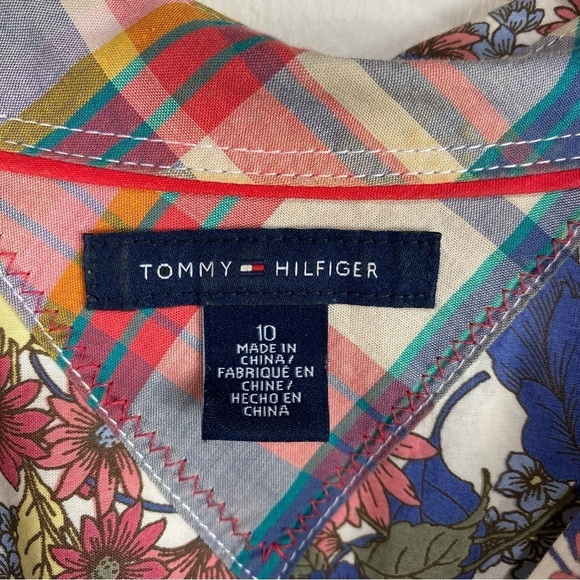 Tommy Hilfiger Floral Print Cottage Core Prairie Tie Waist Button Up Midi Dress - Picture 4 of 6